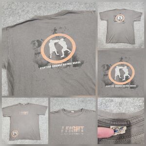 VTG Y2K I Fight Against Animal Abuse Mens L Large Distressed Faded T Shirt Anvil